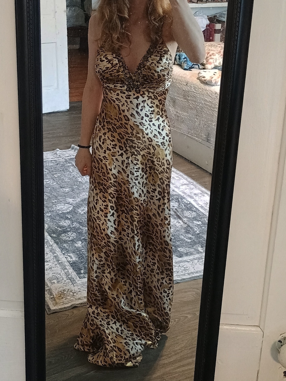 Cache 90s Vintage Cheetah/Leopard Print Formal Evening Gown Dress